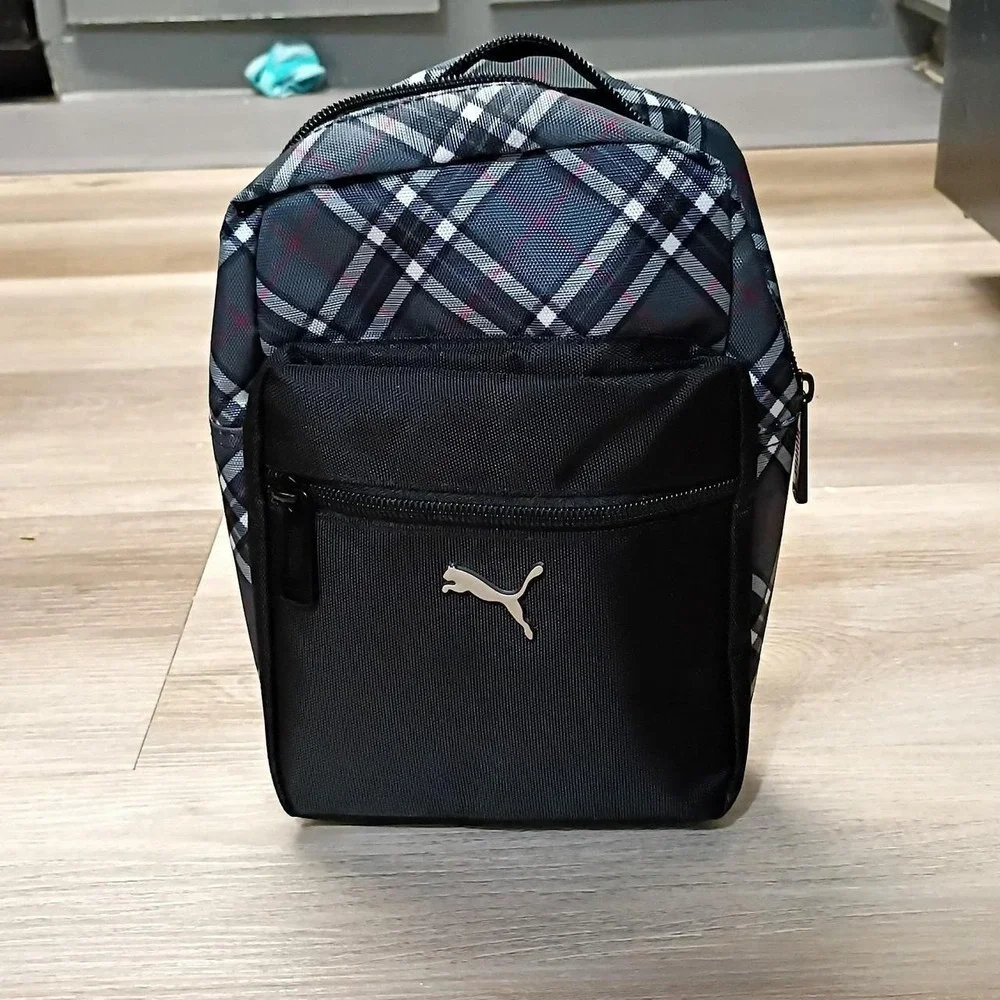 Puma Mens Plaid Crossbody Bag Navy Blue Messenger Festival Travel Shoulder Bag